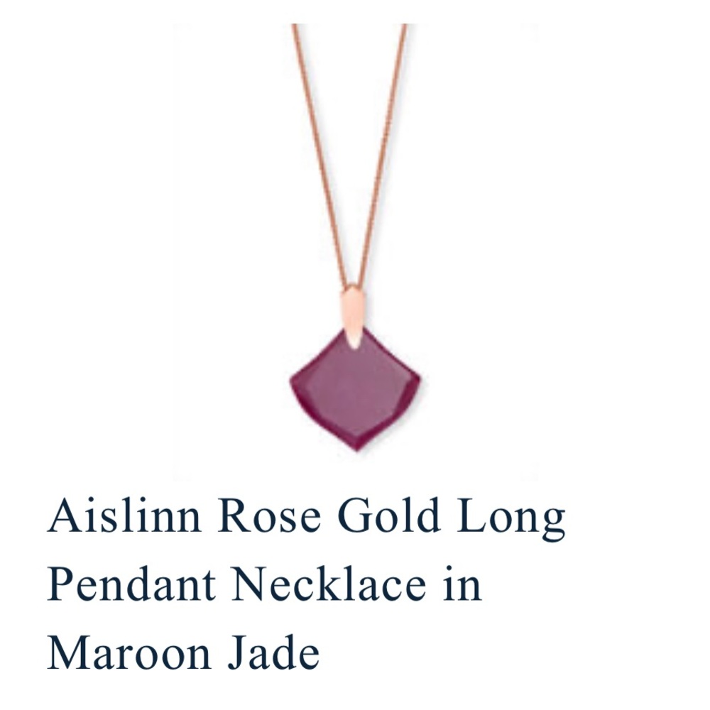 Kendra Scott Aislinn Pendant Necklace Rose Gold Maroon Jade